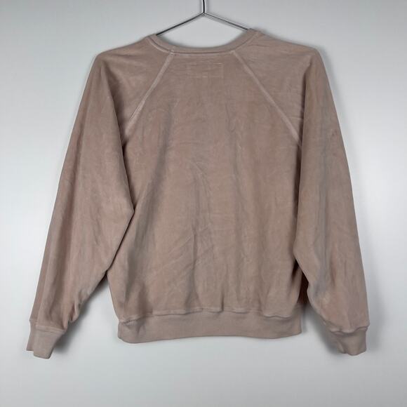 The GREAT. Velour Shrunken Sweatshirt Blush Pink Pullover Crewneck Size 1 Small - Picture 3 of 10